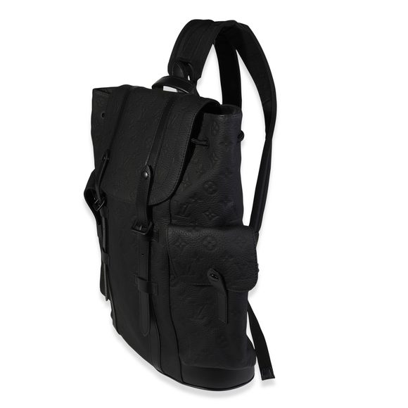 Louis Vuitton Black Monogram-Embossed Taurillon Christopher MM Backpack - Picture 2 of 7